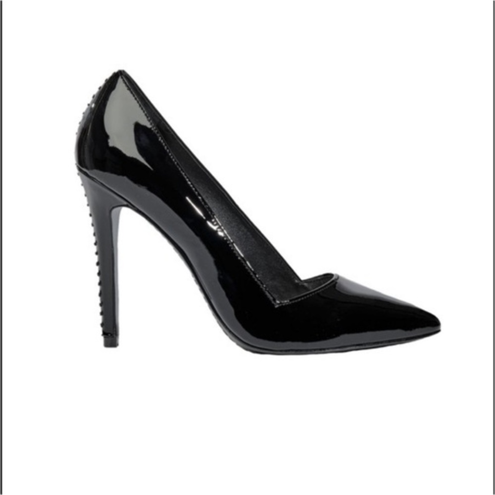 Alice + Olivia Dina Patent Leather Heels Black 36.5 size 6 Braid Detail